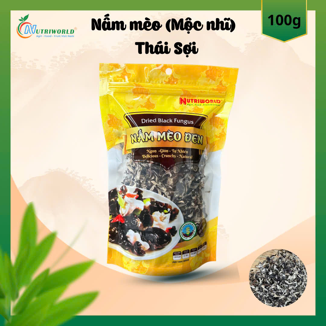 NUTRIWORLD - Nấm mèo đen thái sợi (100g)